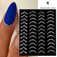 French Nail Art Stickers Self Adhesive Glitter Strip Line Nail Art Decals