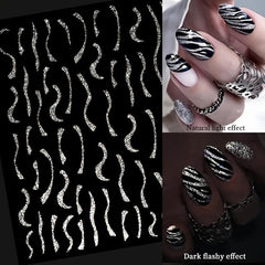 French Nail Art Stickers Self Adhesive Glitter Strip Line Nail Art Decals
