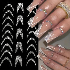French Nail Art Stickers Self Adhesive Glitter Strip Line Nail Art Decals