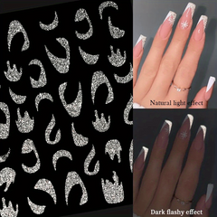 French Nail Art Stickers Self Adhesive Glitter Strip Line Nail Art Decals