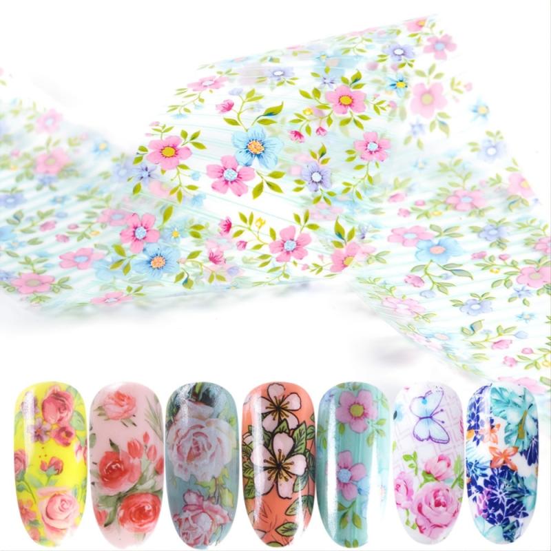10 Sheets Nail Decals Transfer Foil Retro Floral Flower Nail Sticker