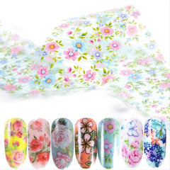 10 Sheets Nail Decals Transfer Foil Retro Floral Flower Nail Sticker