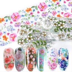 10 Sheets Nail Decals Transfer Foil Retro Floral Flower Nail Sticker
