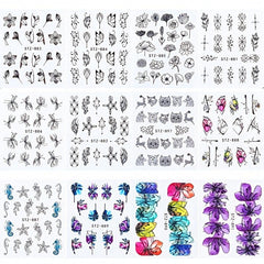 Water Transfer Printing Sticker Nail Decals Retro And Flowers Animals Pattern