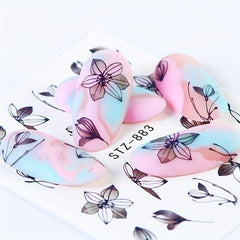 Water Transfer Printing Sticker Nail Decals Retro And Flowers Animals Pattern