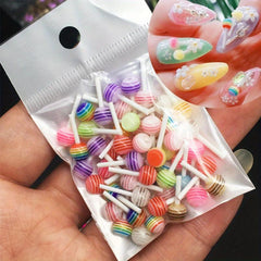 20 pcs 3D Acrylic Lollipop Nail Charms for Nail Art