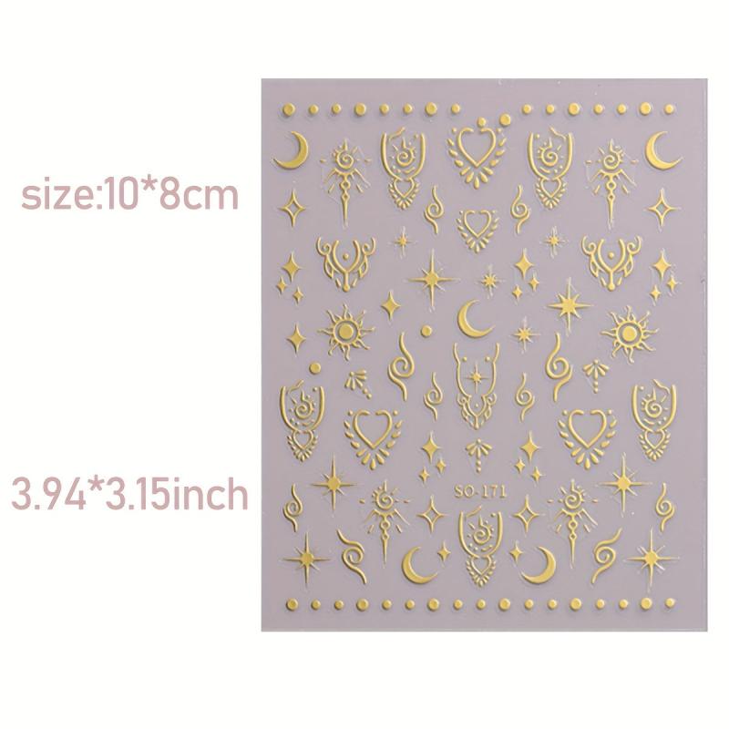 Embossed Heart Star Moon Nail Stickers DIY Nail Designs Easy Slider Decals
