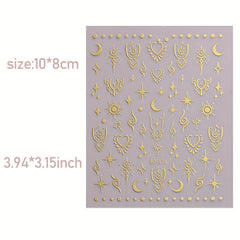 Embossed Heart Star Moon Nail Stickers DIY Nail Designs Easy Slider Decals