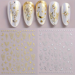 Embossed Heart Star Moon Nail Stickers DIY Nail Designs Easy Slider Decals