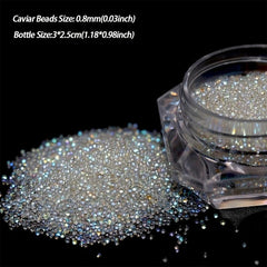 Colorful Mini Caviar Beads and Rhinestone Nail Art Kit