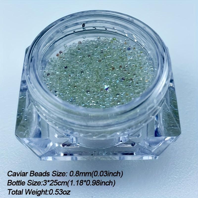 Colorful Mini Caviar Beads and Rhinestone Nail Art Kit