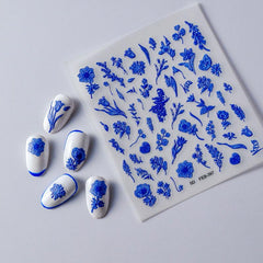 Klein Flower Nail Art Stickers 5D Embossed Nail Decals