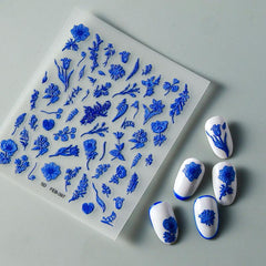 Klein Flower Nail Art Stickers 5D Embossed Nail Decals