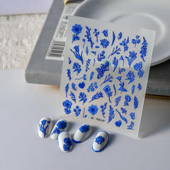 Klein Flower Nail Art Stickers 5D Embossed Nail Decals
