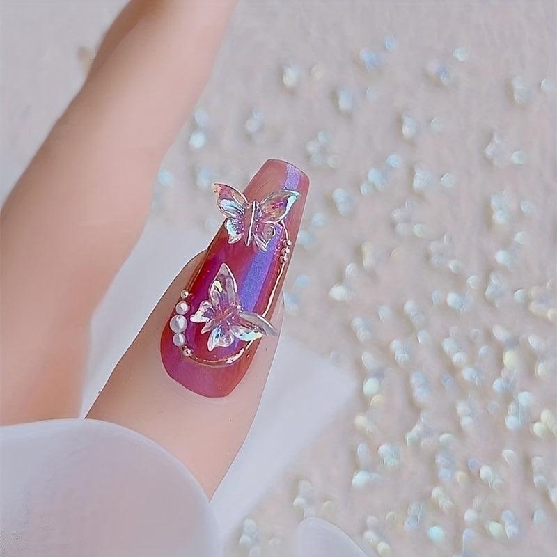 100pcs Aurora Butterfly Nail Accessories 3D Charms Nail Decoration