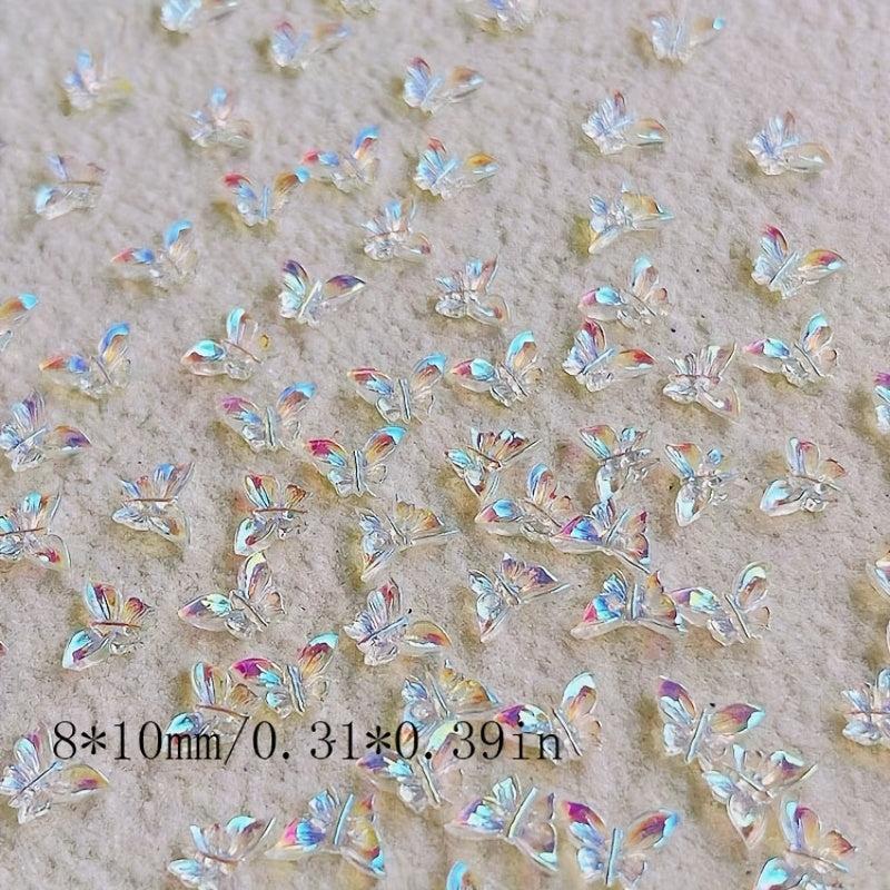 100pcs Aurora Butterfly Nail Accessories 3D Charms Nail Decoration