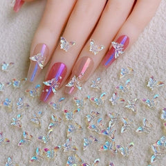 100pcs Aurora Butterfly Nail Accessories 3D Charms Nail Decoration