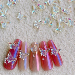 100pcs Aurora Butterfly Nail Accessories 3D Charms Nail Decoration