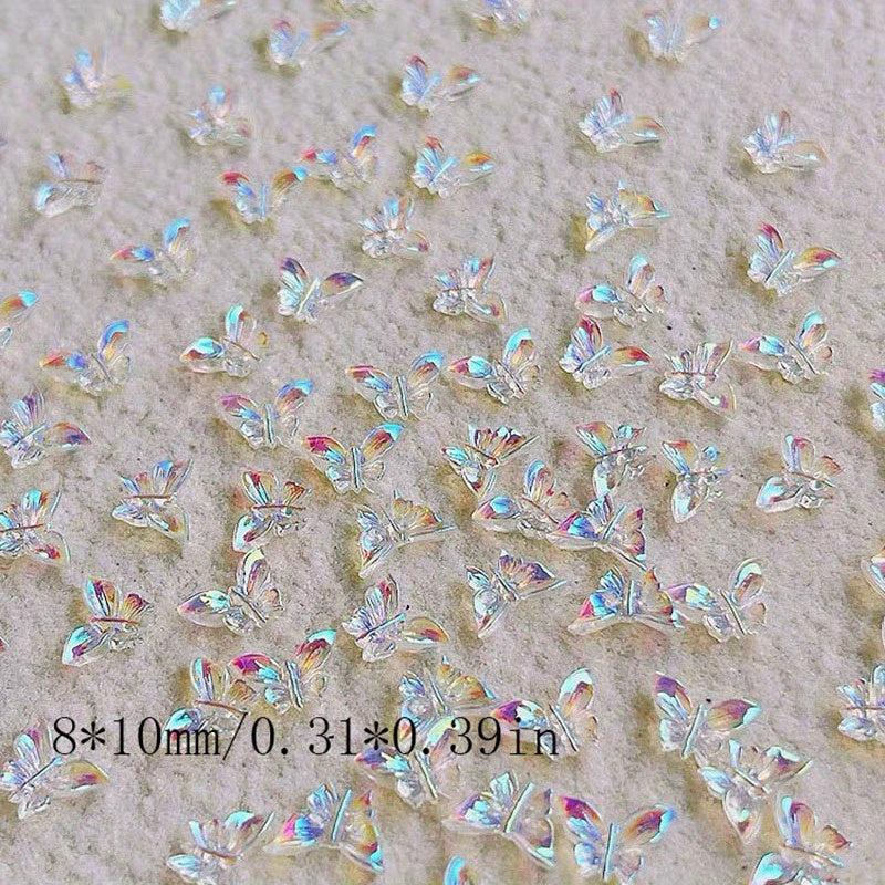100pcs Aurora Butterfly Nail Accessories 3D Charms Nail Decoration