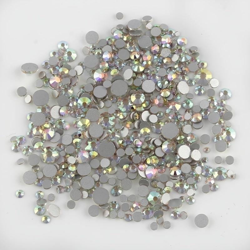 1000 Pcs Mixed Size Rhinestone Nail Art Decorations Crystal Flat Back Glass Mani