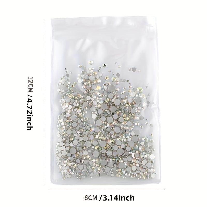 1000 Pcs Mixed Size Rhinestone Nail Art Decorations Crystal Flat Back Glass Mani