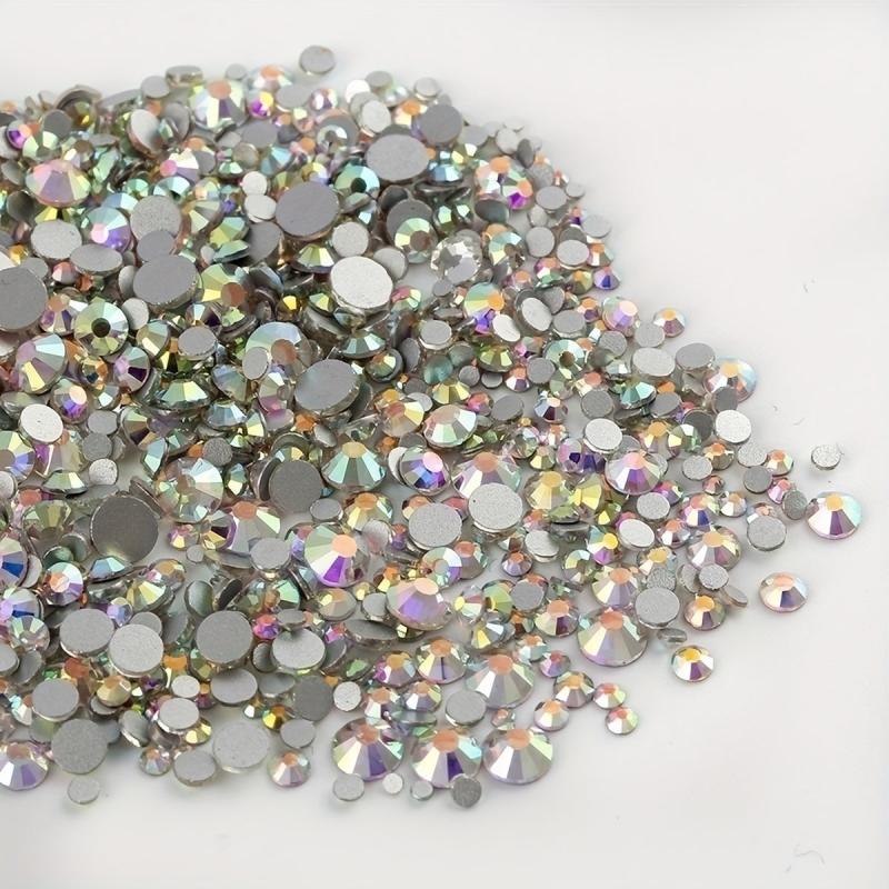 1000 Pcs Mixed Size Rhinestone Nail Art Decorations Crystal Flat Back Glass Mani