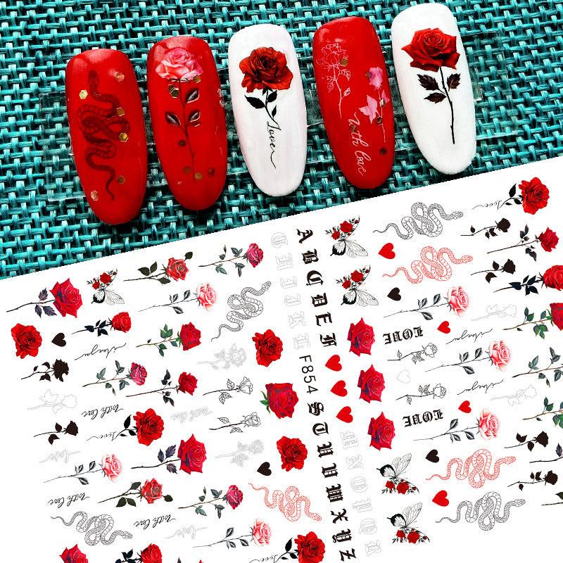 Butterfly & Rose Flower Nail Stickers for DIY Nail Art