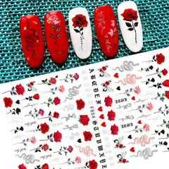 Butterfly & Rose Flower Nail Stickers for DIY Nail Art