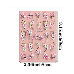 5D Embossed Flower Nail Art Stickers - Self Adhesive Spring Flower Nail Stickers