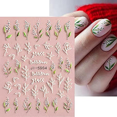 5D Embossed Flower Nail Art Stickers - Self Adhesive Spring Flower Nail Stickers