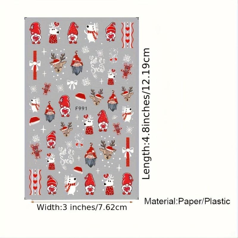 Christmas Nail Art Stickers Santa Claus Snowflake Elk