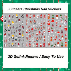 Christmas Nail Art Stickers Santa Claus Snowflake Elk