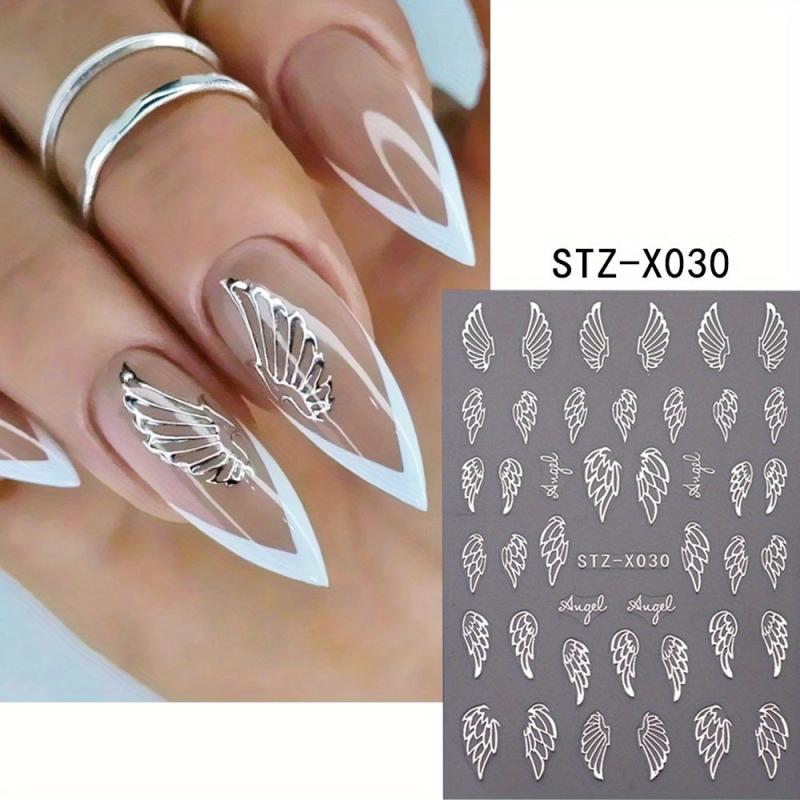 5pcs Wing Lock Heart Nail Art Stickers - DIY or Salon