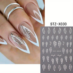 5pcs Wing Lock Heart Nail Art Stickers - DIY or Salon