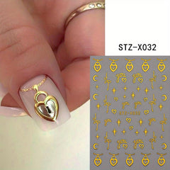 5pcs Wing Lock Heart Nail Art Stickers - DIY or Salon