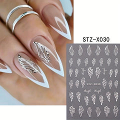 5pcs Wing Lock Heart Nail Art Stickers - DIY or Salon