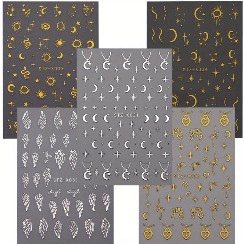 5pcs Wing Lock Heart Nail Art Stickers - DIY or Salon