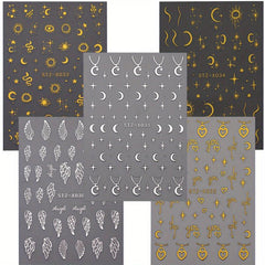 5pcs Wing Lock Heart Nail Art Stickers - DIY or Salon