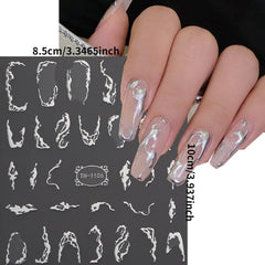 1 pcs 3D Silver Thorns Vine Curve Stripe Lines Tape Gel Nail Art Decals