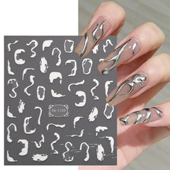1 pcs 3D Silver Thorns Vine Curve Stripe Lines Tape Gel Nail Art Decals