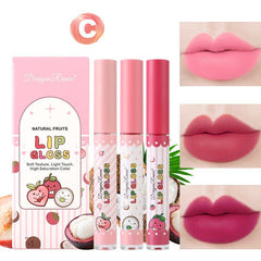3-Piece Matte Velvet Lip Gloss Set - Fruit Flavor Long Lasting Waterproof