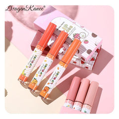 3-Piece Matte Velvet Lip Gloss Set - Fruit Flavor Long Lasting Waterproof
