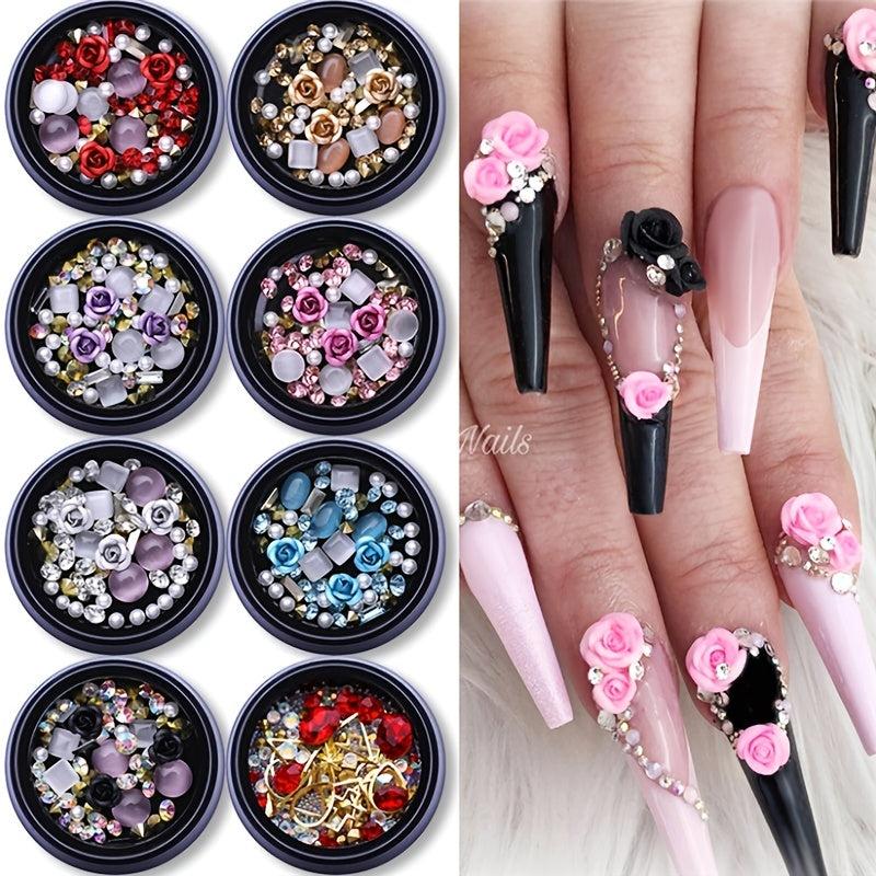 3D Nail Rhinestones Rose DIY Gems Mix Crystal Art Decorations