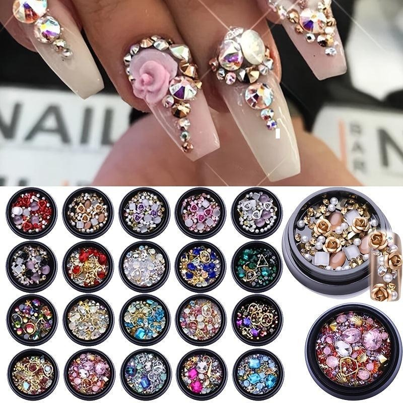 3D Nail Rhinestones Rose DIY Gems Mix Crystal Art Decorations