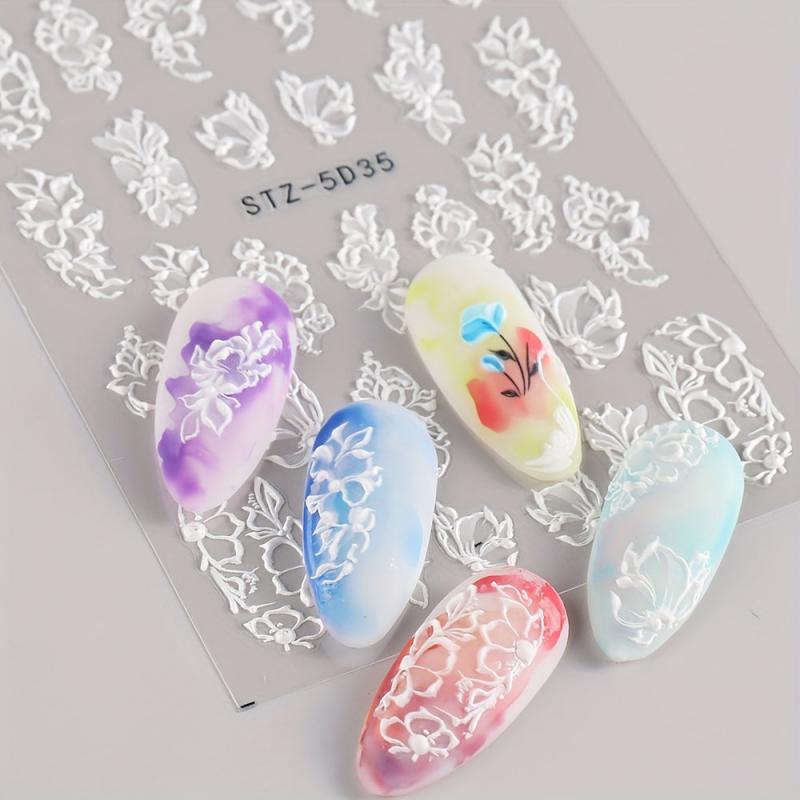 5D Camellia Nail Art Stickers Set - Floral Butterfly Decals for Nail Decoration