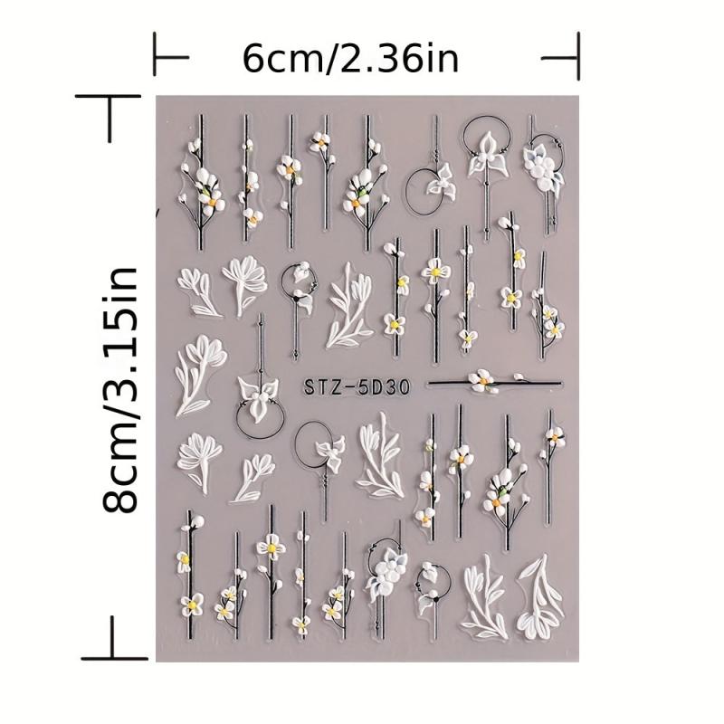 5D Camellia Nail Art Stickers Set - Floral Butterfly Decals for Nail Decoration