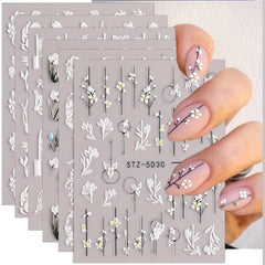 5D Camellia Nail Art Stickers Set - Floral Butterfly Decals for Nail Decoration