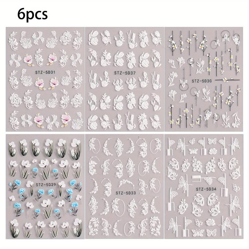 5D Camellia Nail Art Stickers Set - Floral Butterfly Decals for Nail Decoration