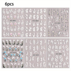 5D Camellia Nail Art Stickers Set - Floral Butterfly Decals for Nail Decoration
