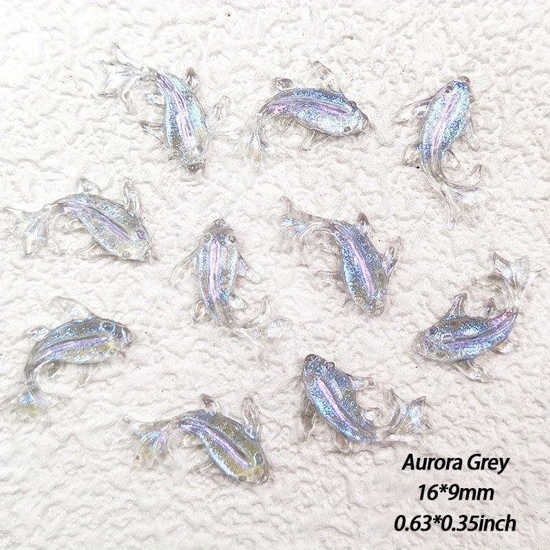 100Pcs Mini Resin Goldfish Nail Charms Y2K Flatback Nail Accessories